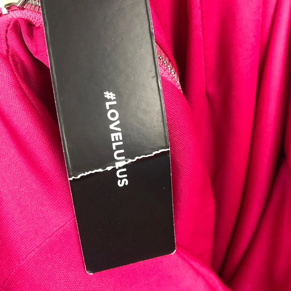 NEW LULU’S bodycon fitted exposed zipper hot pink Dress sexy Sz XS - Picture 9 of 14